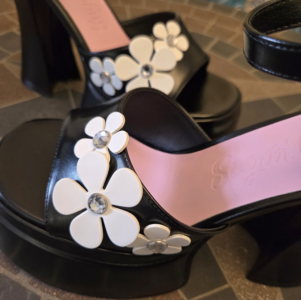 Dolls Kill Sugar Thrillz Pistol 2 Platform Heel Sandles - Picture 2 of 15